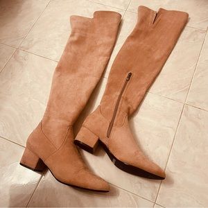 Suede pink tall over the knee boots